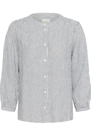 Part Two Femme, Blouses et Chemises, Bleu, Taille: 36 FR Chemisier à Rayures en Lin