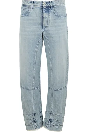 Jil Sander Femme, Jeans, Bleu, Taille: 38 FR Jean en denim avec application logo en cuir