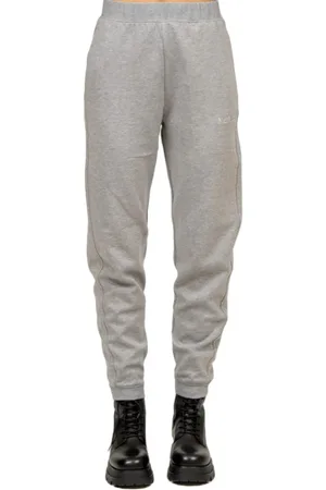 Max Mara Femme, Pantalons, Gris, Taille: 42 FR Pantalon de Jogging en Coton Gris avec Inserts Côtelés