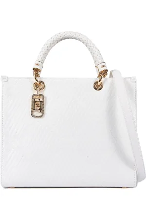 Elisabetta Franchi Femme, Sacs, Blanc, Taille: ONE Size Sac à main Jacquard Chic avec Charms