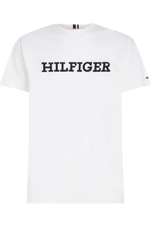Tommy Hilfiger Homme, Tops, Blanc, Taille: M T-shirt Blanc avec Logo Brodé et Col Rond