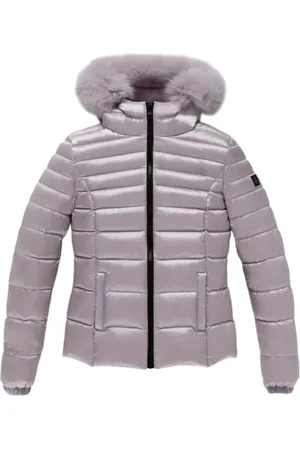 RefrigiWear Femme, Vestes, Violet, Taille: 38 FR Veste Femme en Nylon Violet avec Capuche en Fourrure
