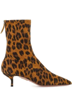 Aquazzura Femme, Chaussures, Brun, Taille: 37 1/2 EU Leopard Print Montmartre Bootie Bottines