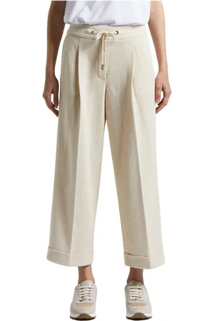 PESERICO SIGN Femme, Pantalons, , Taille: 34 FR Pantalon en jersey de lin en coton double Lurex