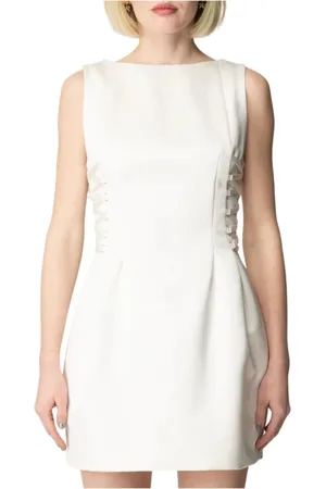 Elisabetta Franchi Femme, Robes, Blanc, Taille: 42 FR Robe Courte Sophistiquée avec Doublure Monogramme