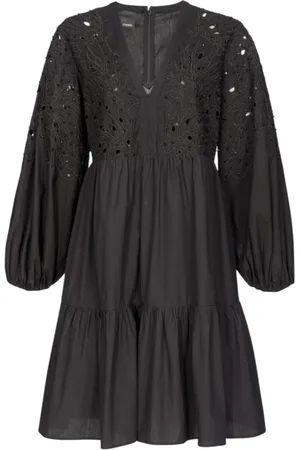 Pinko Femme, Robes, Noir, Taille: 38 FR Tissu extérieur: 100% coton - Accessoires: Velours, polyester - Doublure: 100% coton
