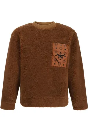 MCM Homme, Sweatshirts et sweats à capuche, Brun, Taille: S SweaT-shirt en Shearling avec Motif Monochrome