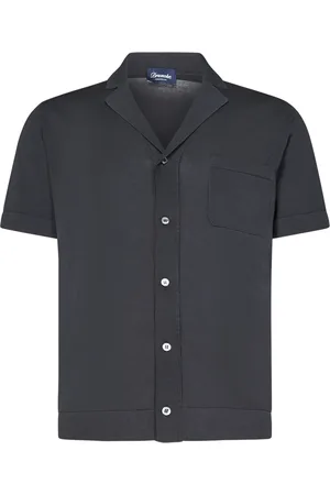 DRUMOHR Homme, Chemises, Noir, Taille: L Chemise Noire en Coton Style Bowling