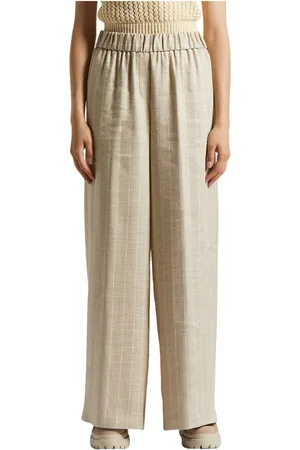 PESERICO SIGN Femme, Pantalons, , Taille: 40 FR Pantalon en lin technique à rayures avec taille élastiquée
