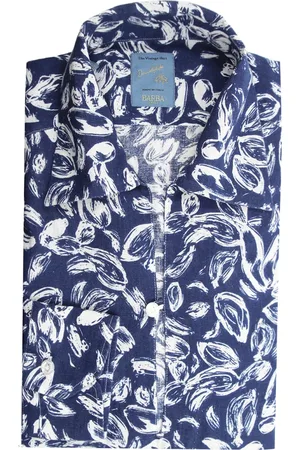 BARBA Homme, Chemises, Bleu, Taille: M Chemise Slim Fit Bleue à Fleurs