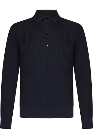 BRIONI Homme, Pulls, Bleu, Taille: M Polo en laine bleue à manches longues