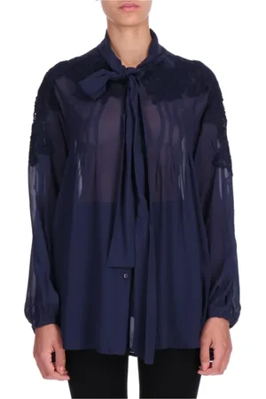 ERMANNO SCERVINO Femme, Blouses et Chemises, Bleu, Taille: 40 FR Chemise bleue en soie avec