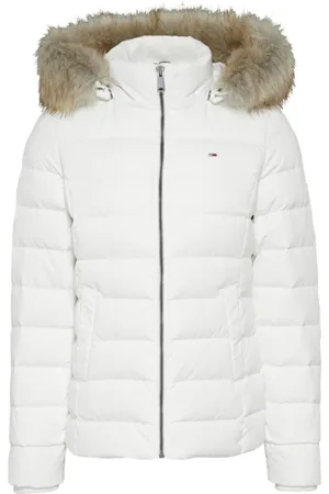 Tommy Hilfiger Femme, Vestes, Blanc, Taille: 42 FR Parka Blanche avec Capuche et Logo Mode