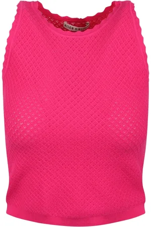 ALICE+OLIVIA Femme, Tops, Rose, Taille: 40 FR Débardeur à col haut et bordure festonnée