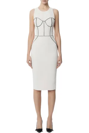 Elisabetta Franchi Femme, Robes, Blanc, Taille: 44 FR Mélange Élégant de Polyester et Élasthanne