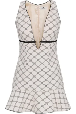 Elisabetta Franchi Femme, Robes, Blanc, Taille: 38 FR Robe Élégante en 96% Polyester 4% Élasthanne