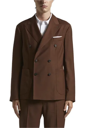 PESERICO SIGN Homme, Vestes, Brun, Taille: L Loro Piana pur laine blazer à double boutonnage