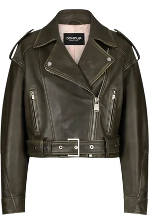 Dondup Femme, Vestes, Vert, Taille: 38 FR Veste en Cuir d