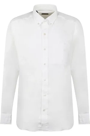 Tom Ford Homme, Chemises, Blanc, Taille: L Chemise Blanche à Manches Longues en Lyocell