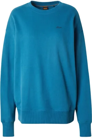 HUGO BOSS Femme, Sweatshirts et sweats à capuche, Bleu, Taille: 40 FR Sweat à col rond Coupe confortable