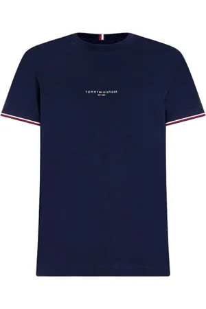 Tommy Hilfiger Homme, Tops, Bleu, Taille: 2XL T-shirt bleu avec logo imprimé