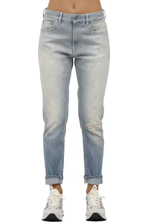 Dondup Femme, Jeans, Bleu, Taille: W29 Mila Carrot Jeans en Denim avec Détails Déchirés