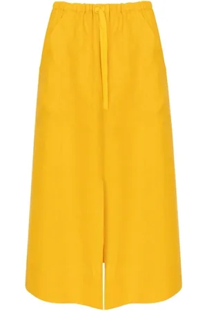 NIŪ Femme, Jupes, Jaune, Taille: 36 FR Jupe longue en lin avec cordon ajustable