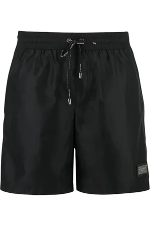 Dolce & Gabbana Homme, Maillots de bain, Noir, Taille: XL Plaque Argent Short de Bain à Cordon