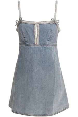 Self-Portrait Femme, Robes, Bleu, Taille: 40 FR Robe Mini en Denim Bleu