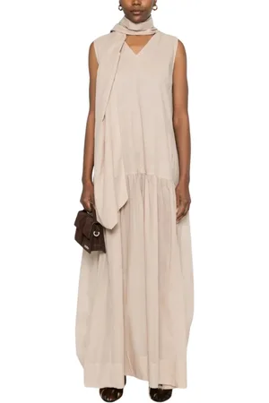 Plan C Femme, Robes, Jaune, Taille: 36 FR Élégante Robe Longue en Organza de Coton