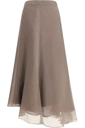 Brunello Cucinelli Femme, Jupes, Brun, Taille: 42 FR Jupe Midi Asymétrique en Organza