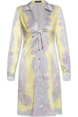 VERSACE Femme, Robes, Multicolore, Taille: 32 FR Robe en soie avec impression Medusa Cameo
