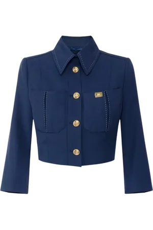 Elisabetta Franchi Femme, Vestes, Bleu, Taille: 36 FR Veste Élégante pour Femmes