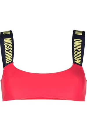 Moschino Femme, Maillots de bain, Rouge, Taille: 44 FR Haut de Bikini Rouge avec Logo Imprimé