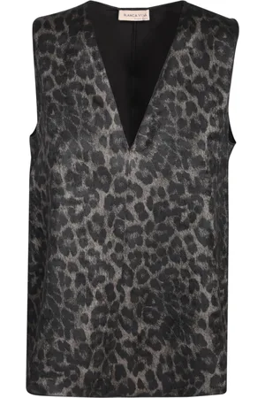 BLANCA Femme, Tops, Multicolore, Taille: 38 FR Animalier Print V-Neck Top Aw23