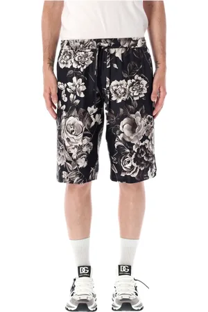 Dolce & Gabbana Homme, Shorts, Noir, Taille: L Shorts en Soie Noir Fiori Motif Floral