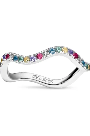 Sif Jakobs Femme, Accessoires, Gris, Taille: 54 MM Vagues Colorées Bague en Argent