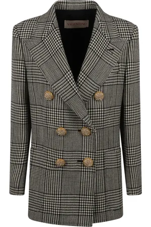 VALENTINO GARAVANI Femme, Vestes, Noir, Taille: 38 FR Veste à carreaux à double boutonnage