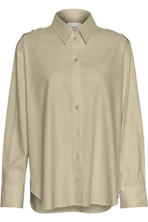 Gestuz Femme, Blouses et Chemises, Vert, Taille: 46 FR Chemise en lin Silver Sage