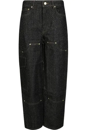 Ganni Femme, Jeans, Noir, Taille: W27 Jean Carpenter Ample en Denim Fluffy