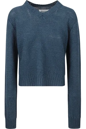 Maison Margiela Femme, Pulls, Bleu, Taille: 40 FR Maille V