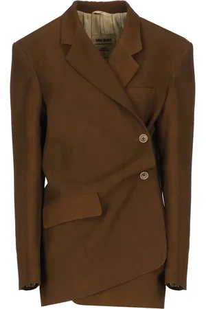 UMA WANG Femme, Vestes, Brun, Taille: 38 FR Veste en Viscose Marron avec Col Revers