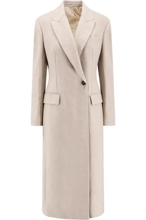 Brunello Cucinelli Femme, Manteaux, , Taille: 36 FR Manteau Croisé en Laine avec Revers Pointus