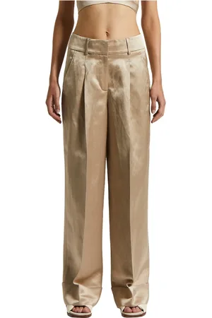 PESERICO SIGN Femme, Pantalons, , Taille: 38 FR Pantalon en satin de viscose et lin