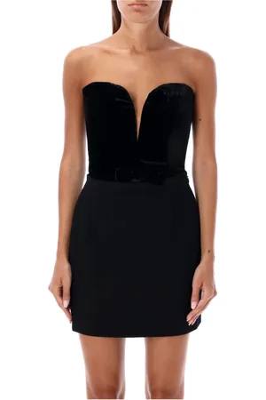 Alessandra Rich Femme, Robes, Noir, Taille: 38 FR Topwear Bustier en velours noir Aw24