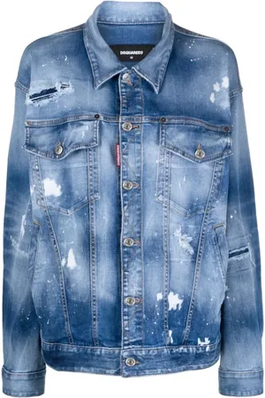 Dsquared2 Femme, Vestes, Bleu, Taille: 36 FR Manteau en denim bleu ciel délavé