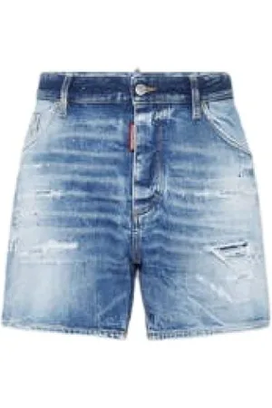 Dsquared2 Homme, Shorts, Bleu, Taille: S Shorts en Denim Bleu Stretch Traitement Usé