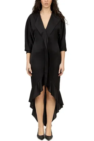 Serafini Femme, Robes, Noir, Taille: 42 FR Robe Longue Noire en Rasatello