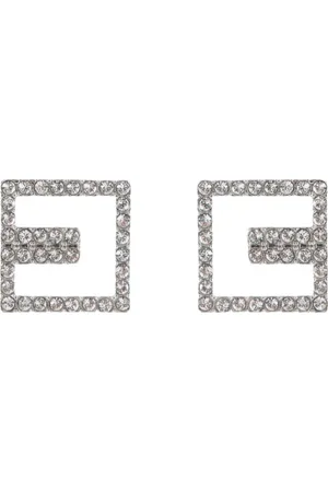 Elisabetta Franchi Femme, Accessoires, Gris, Taille: ONE Size Boucles d`oreilles argentées avec incrustation de strass