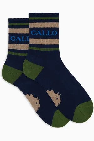 Gallo Unisex, Sous-vêtements, Multicolore, Taille: M Chaussettes courtes en coton éponge bleu à rayures et inscription unisexe